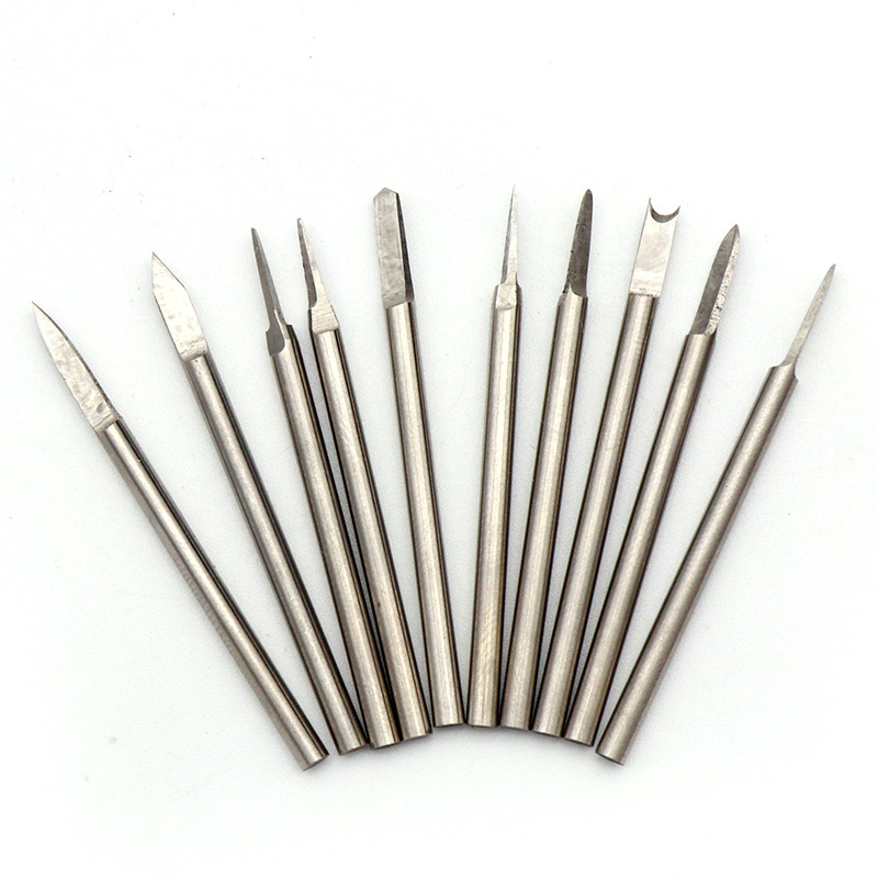 定制雕刻刀橄榄核雕电动牙机白钢铣刀套装2.