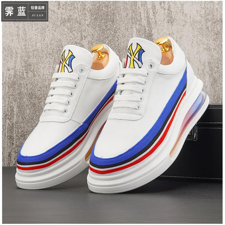 霁蓝高端品牌休闲鞋男士夏季新款轻奢中青年男鞋气垫底增高鞋子男潮