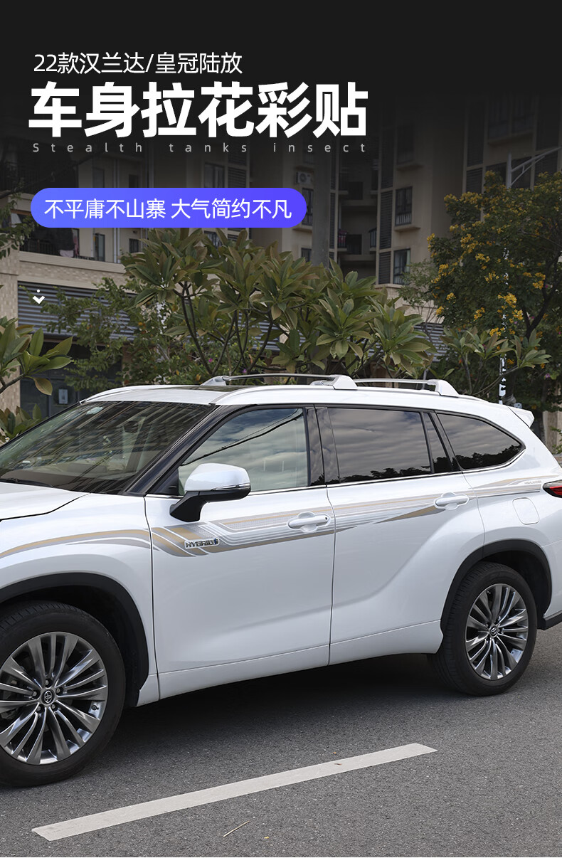 适用于2022款汉兰达/皇冠陆放车身彩条22款丰田汉兰达贴纸皇冠外饰