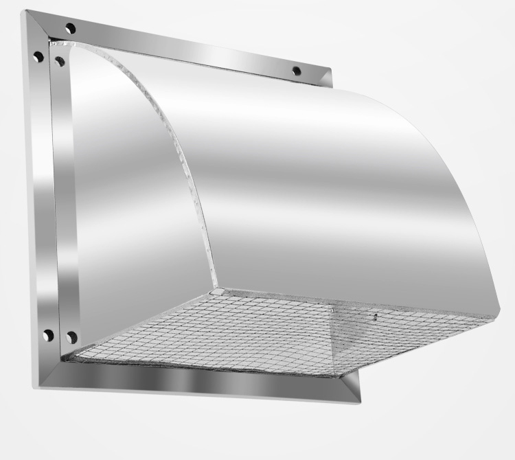 304不锈钢风帽方形防雨罩油烟机外墙出风罩室外排风口防风罩杰灵8寸特