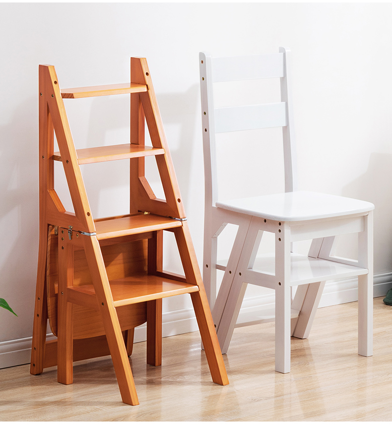 木马人实木折叠家用两用梯凳子梯椅子踏步阶梯登高凳踏脚换鞋矮凳多