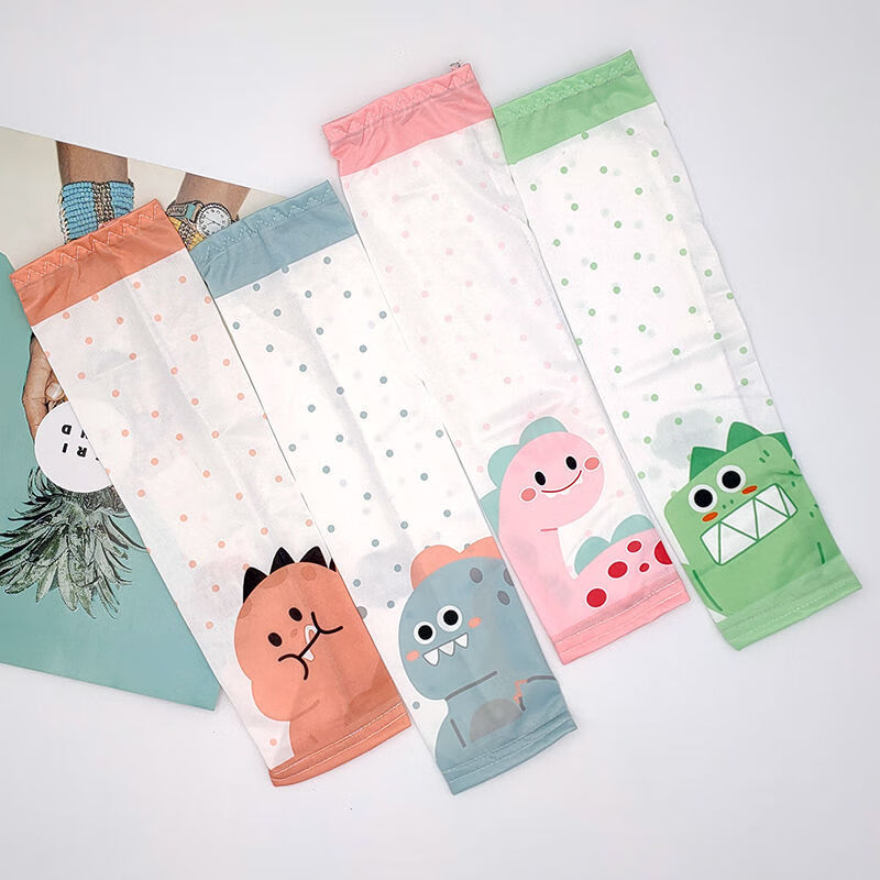 儿童冰袖防晒夏季潮流护袖卡通风310岁可爱套袖防猫咪紫色1双