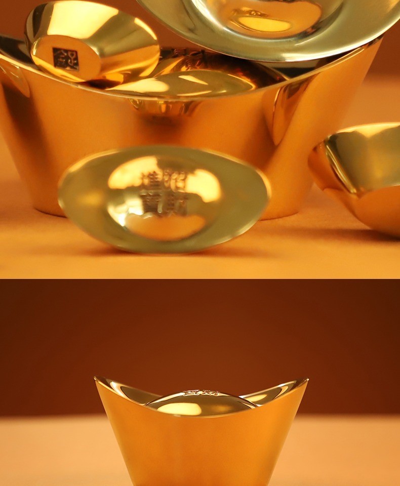 仿真金条元宝 仿真金条纯铜实心全黄铜摆件假金砖足重样品模型婚庆