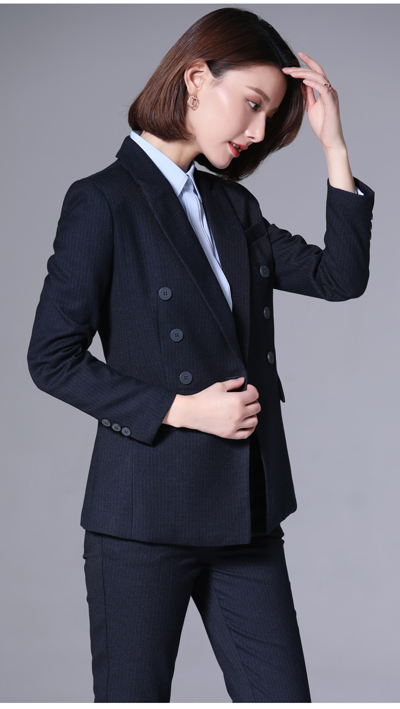 西服套装女时尚气质商务正装秋新款职业装西装工作服黑蓝色外套裤子s