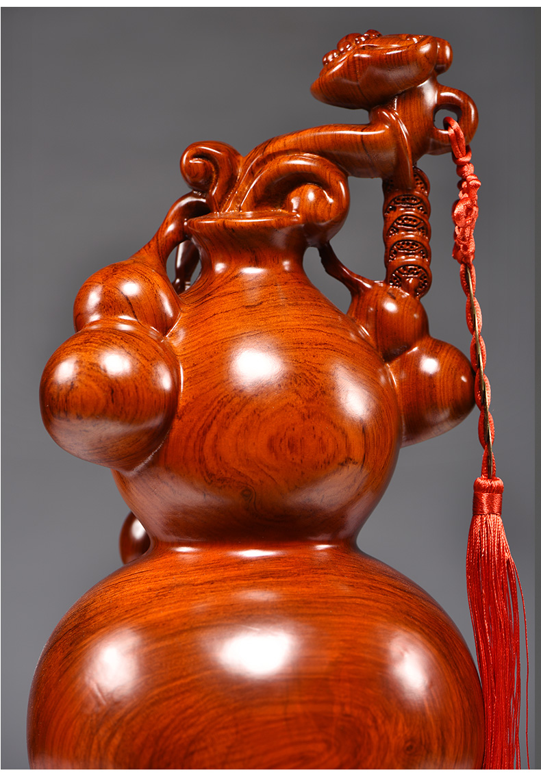 刻木东方木雕福禄如意葫芦摆件一对实木家居客厅玄关电视柜装饰品工艺