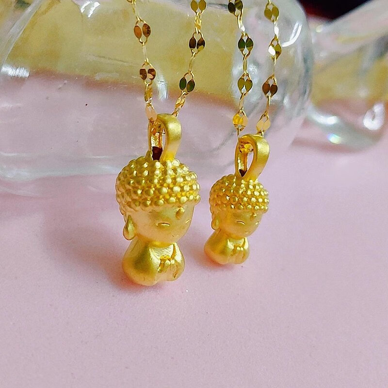 老凤凰黄金硬金小萌佛吊坠999足金弥勒佛如来小金佛保平安挂坠送男友