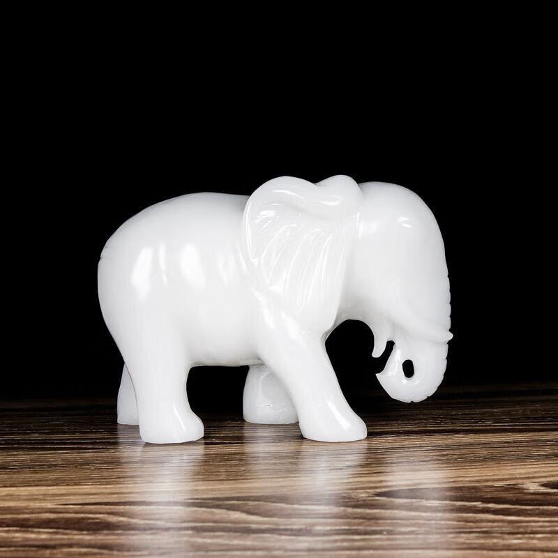 白凤凰白玉大象摆件风水象玉石守财象吸财象象客厅酒柜款式齐全 长20
