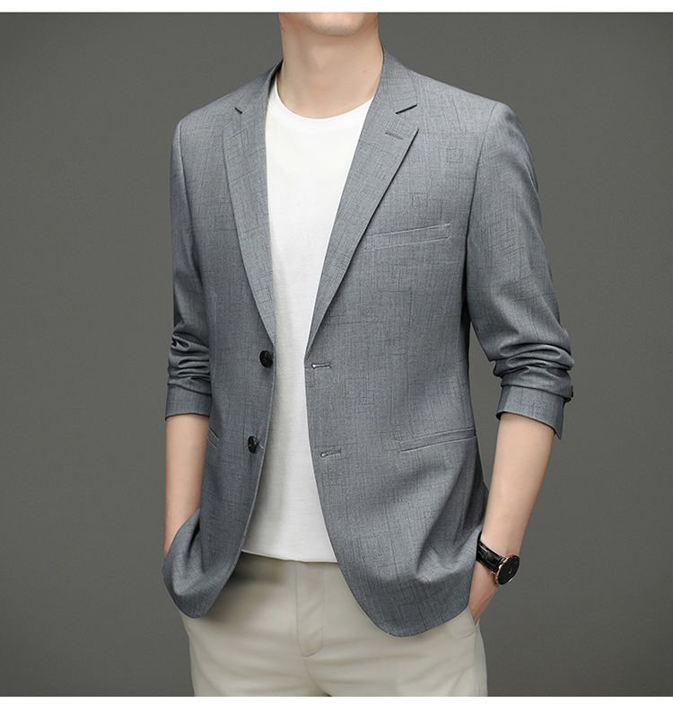 2022新款夏西装外套男浅色轻薄夏季单件中年男士休闲西服爸爸装西装男