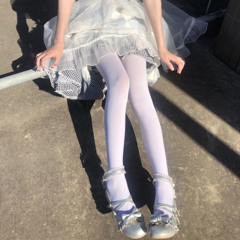 高个子伪娘加大白色女装大佬连裤袜子190超长男打底春秋款jk丝袜 白色