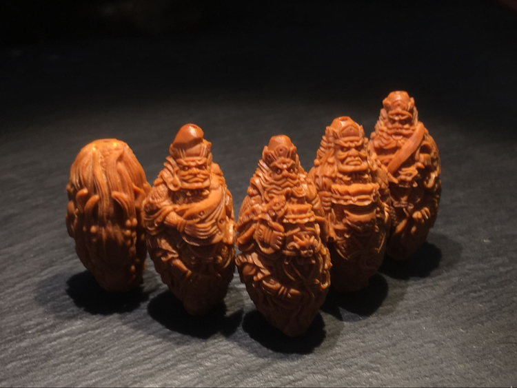 橄榄核手串男士四大天王核雕手链橄榄胡雕刻风雨雷电文玩【图片 价格