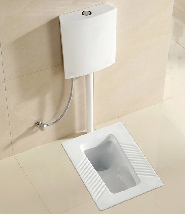 惠·达蹲便器水箱 套装公共厕所陶瓷防臭蹲厕家用带挡板节水静音蹲坑