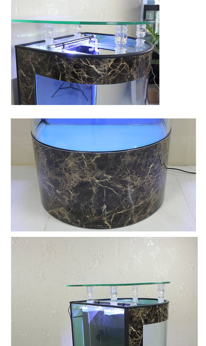 欧式半圆鱼缸水族箱 a家半圆形鱼缸小型水族箱懒人生态免换水客厅家用