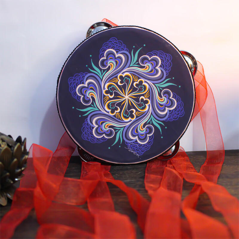 维吾尔族舞铃鼓舞蹈敦煌手鼓上铃鼓7寸国风坦领铃鼓17.