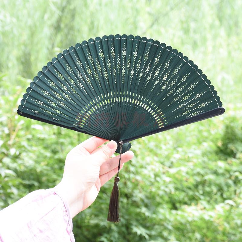 团扇梦忆莲中国风迷你全竹汉服古典舞蹈旗袍折扇古风男女礼品竹团扇子