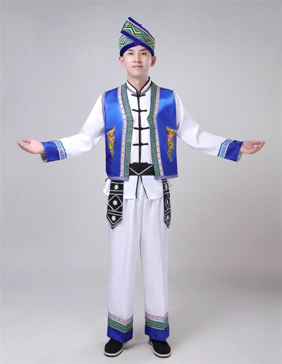 仡佬族表演服2021新款男士少数民族舞蹈服舞台装演出服饰 抖音快手