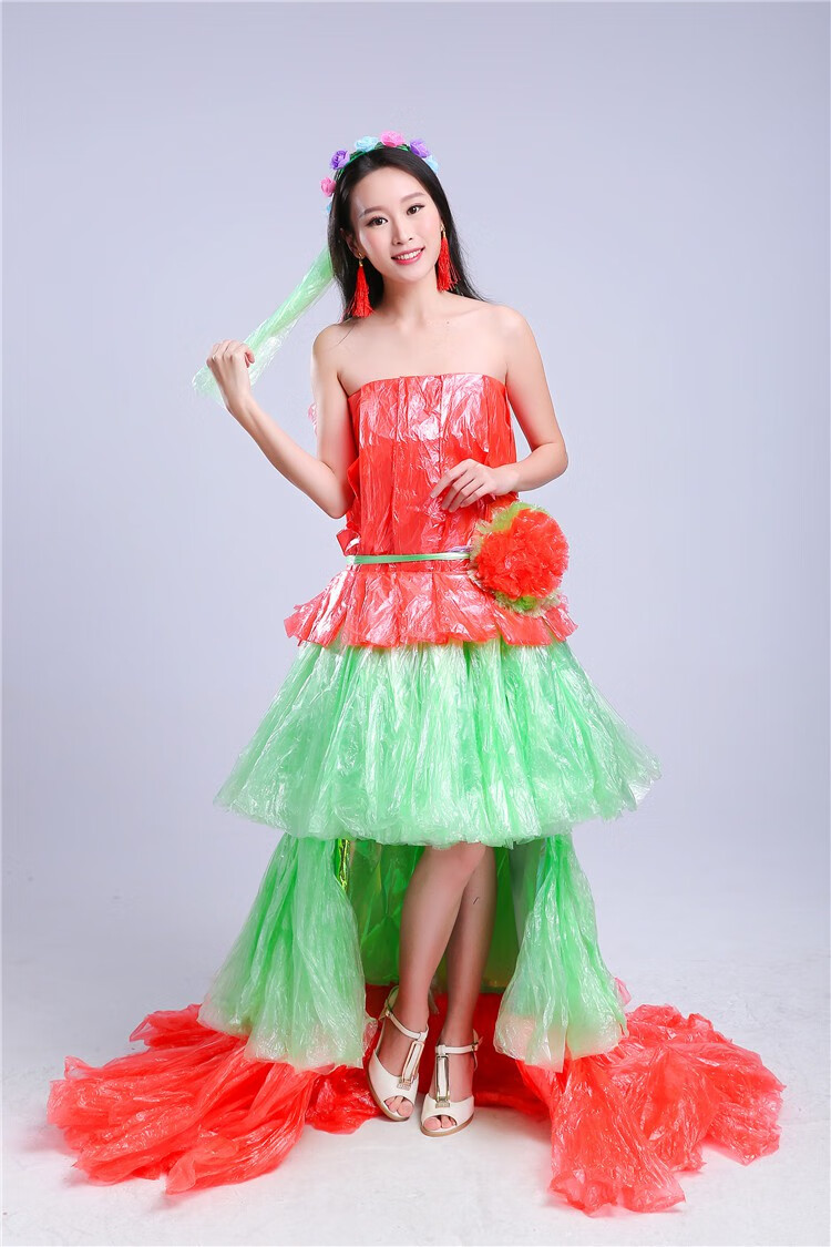 环保时装秀成人亲子环保走秀表演服儿童环保服时装秀演出服幼儿园手工