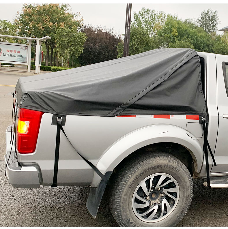 2022新 款庆铃五十铃皮卡车斜盖后箱蓬布货箱雨棚布帆布蓬改装件防