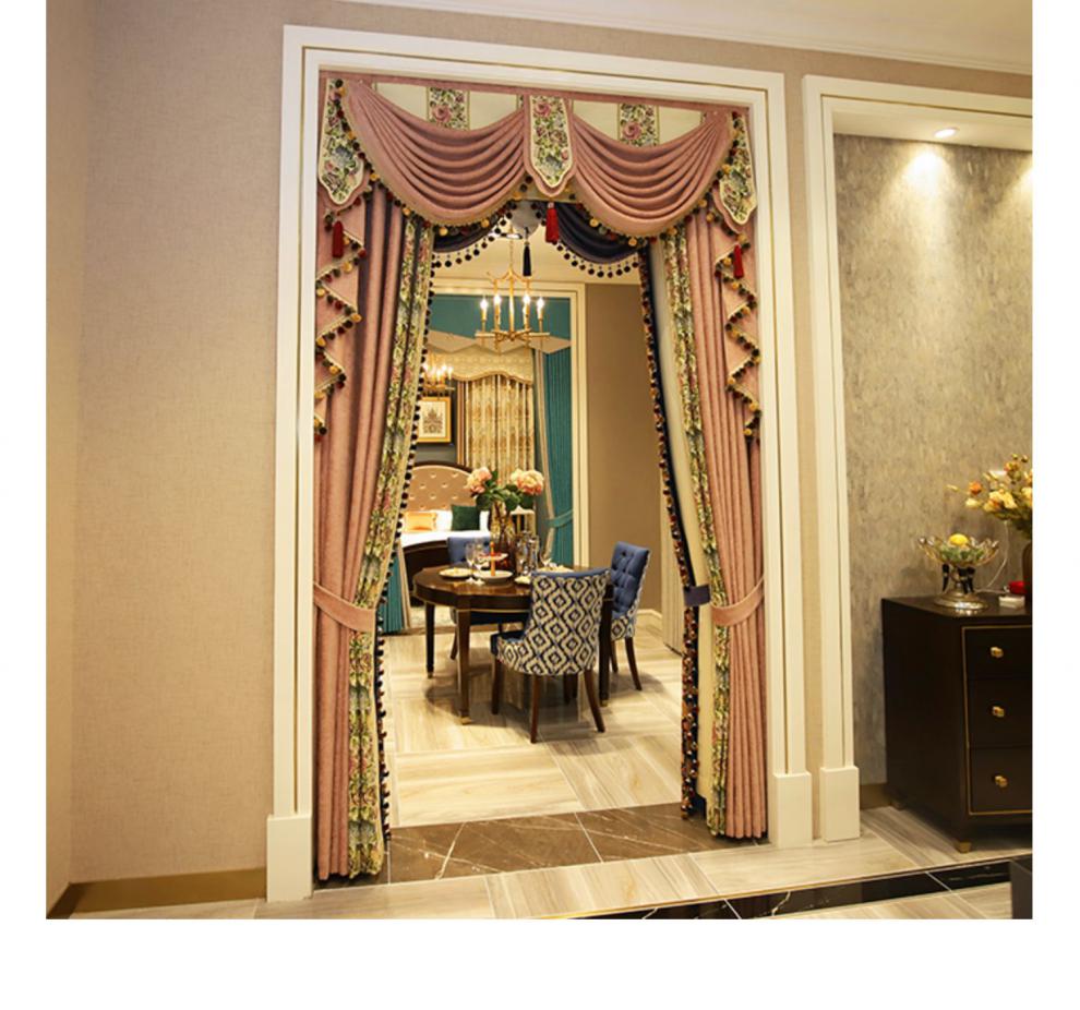 雪欧菲欧式公主窗帘客厅大气轻奢豪华美式超高别墅法式宫廷帘头一米布