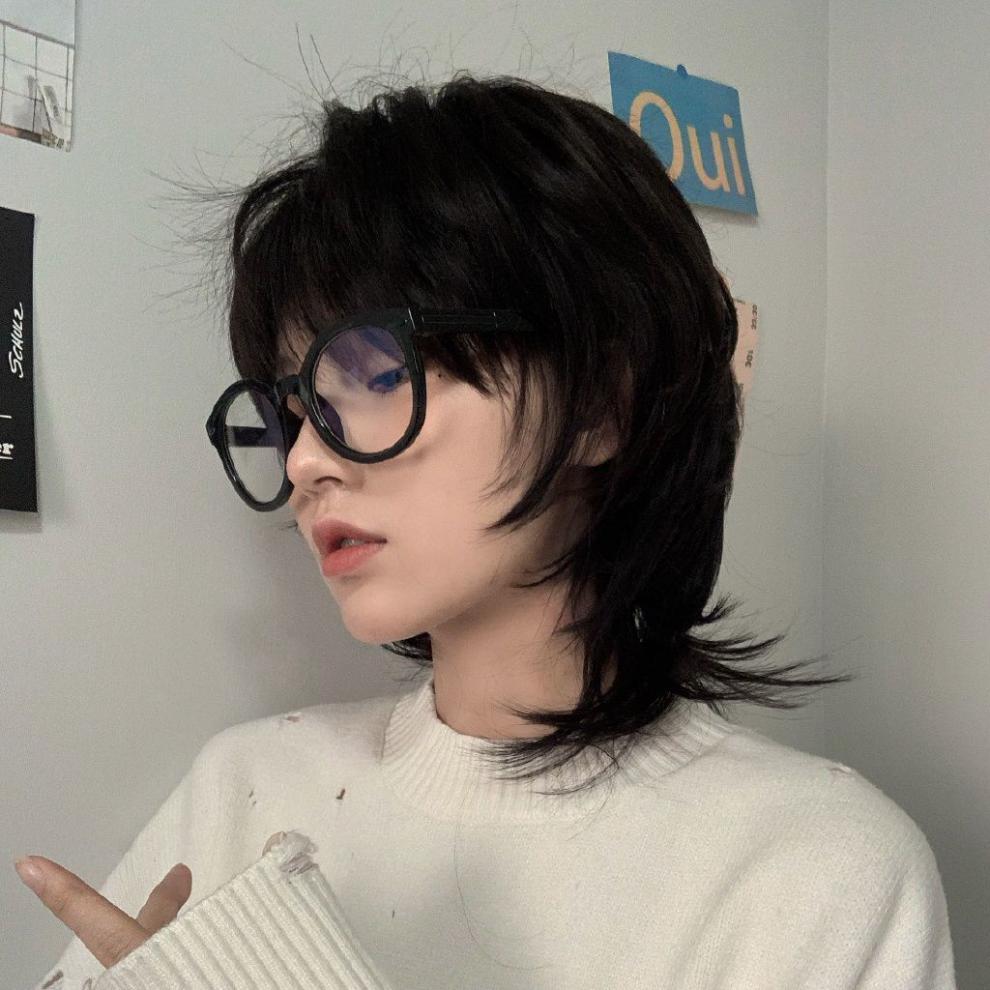 鲻鱼头日系假头套男士狼尾武士头可齐可中分自然韩版