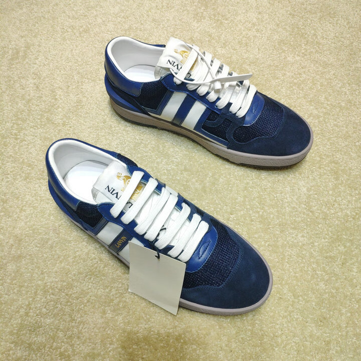 【潮流男性】lanvin浪凡鞋浪凡男女鞋复古拼色系带休闲运动鞋平底板男