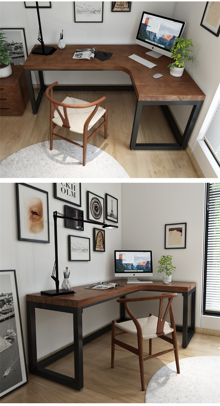 北欧实木书桌转角桌家用 l型ins卧室电脑桌简约卧室墙角桌子办公桌
