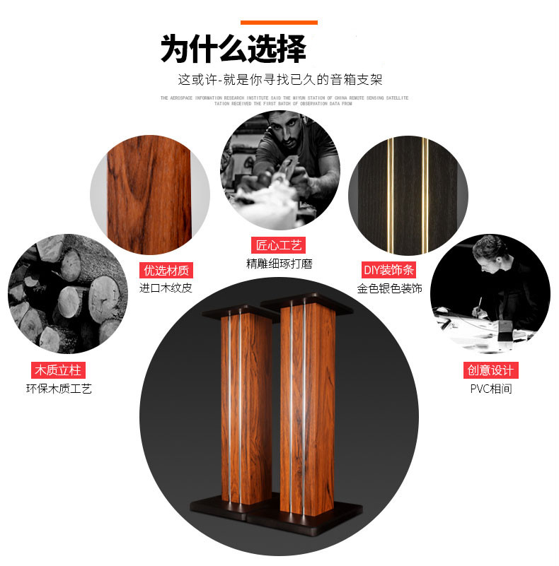 煕沐瞳 木质音箱架子支架落地惠威环绕音响脚架实木桌面 M3木一对：15CM