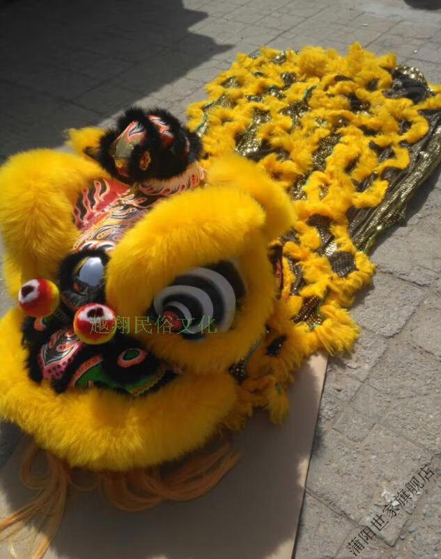 鹤桩醒狮鹤装狮舞狮羊毛醒狮道具竞技醒狮鹤山装醒狮澳洲羊毛 鹤桩浅