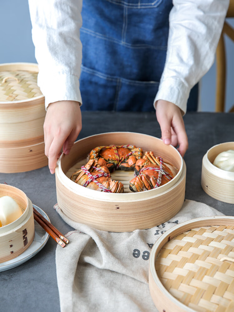 枳亲旗舰 广式早茶厨房迷你蒸笼竹制家用点心蒸笼商用蒸小笼包蒸肉