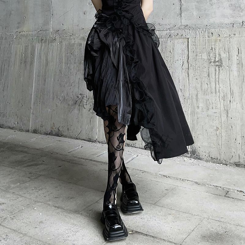 浪莎高端玫瑰镂空网袜女纯欲渔网丝袜女性感黑色连裤袜lo袜辣妹穿搭黑