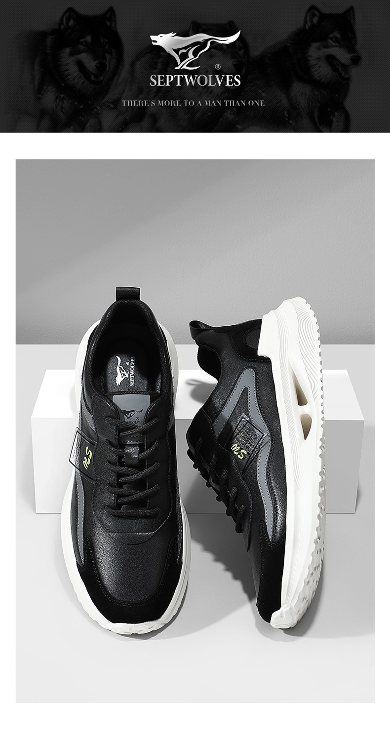 七匹狼鞋子男休闲皮鞋2022秋季新款男士潮流运动鞋舒适厚底增高鞋 g