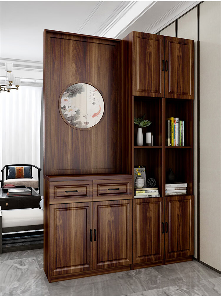 凯琳瑞 新中式屏风隔断客厅入户玄关柜隔断柜轻奢风进门实木收纳鞋柜 