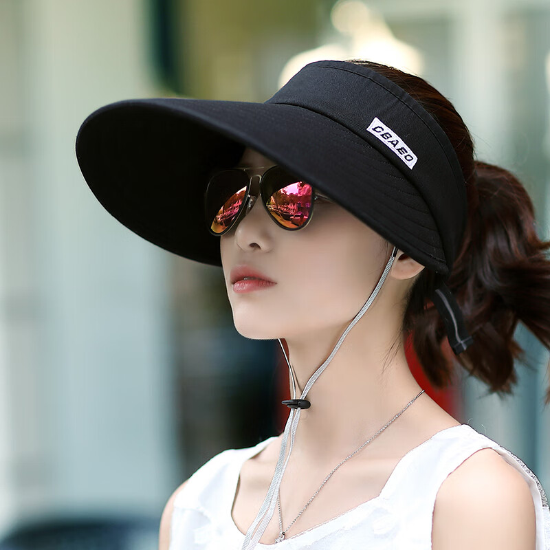 啄木鸟 遮阳帽女防晒防紫外线遮脸帽子夏韩版骑车空顶太阳帽女士出游