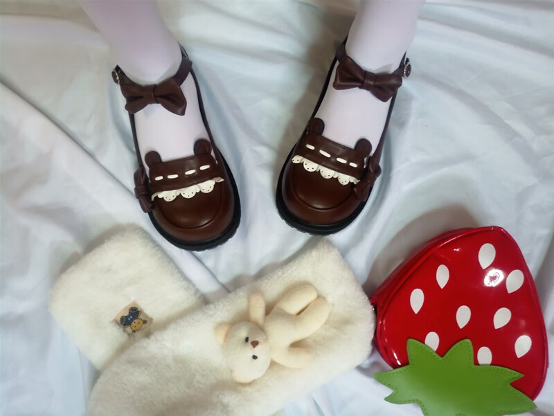 萌卡酱lolita原创 波波熊 低跟圆头可爱洛丽塔鞋少女单鞋同款 橦华