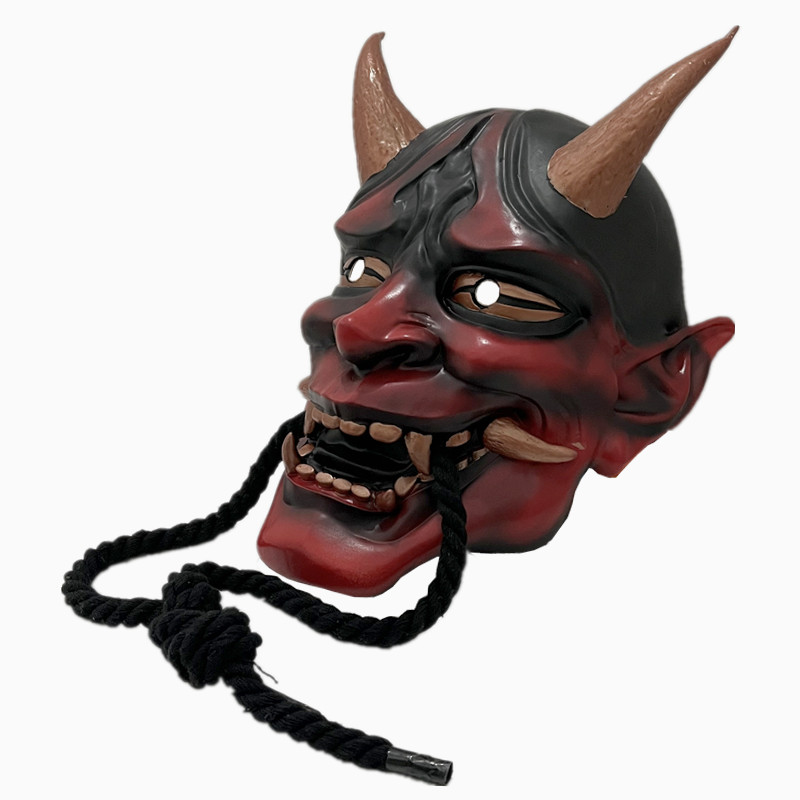 万圣节日系咬绳般若面罩角色扮演节日派对魔鬼般若面具 树脂邪鬼