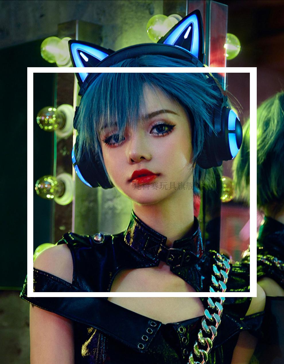 妖舞猫耳耳机3g头戴式蓝牙电脑可爱少女游戏电竞白色降噪耳麦礼物 妖