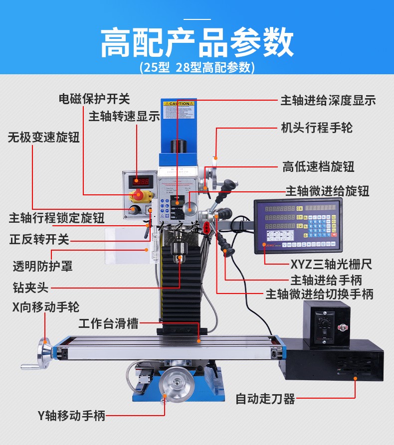 定製小型鑽銑床 多功能銑床鑽銑床小型銑床鑽床微型機床攻絲臺 25銑床