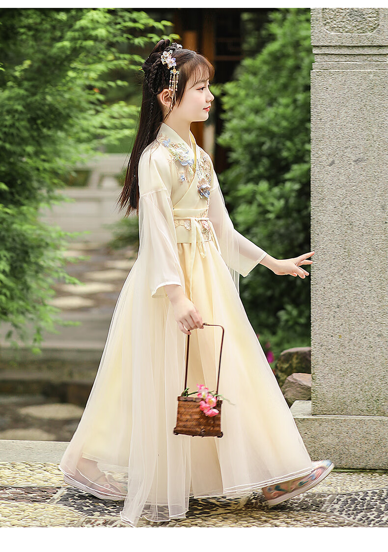 瑾巡汉服女童春秋季古风女装儿童古筝小女孩仙女裙小学生古装超仙公主
