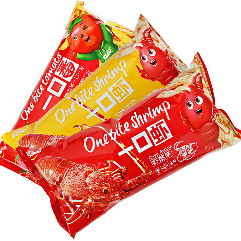 喜盈盈一口虾/番168g80g虾酥条大包网红休闲食酥松膨化鲜虾条 80g一口
