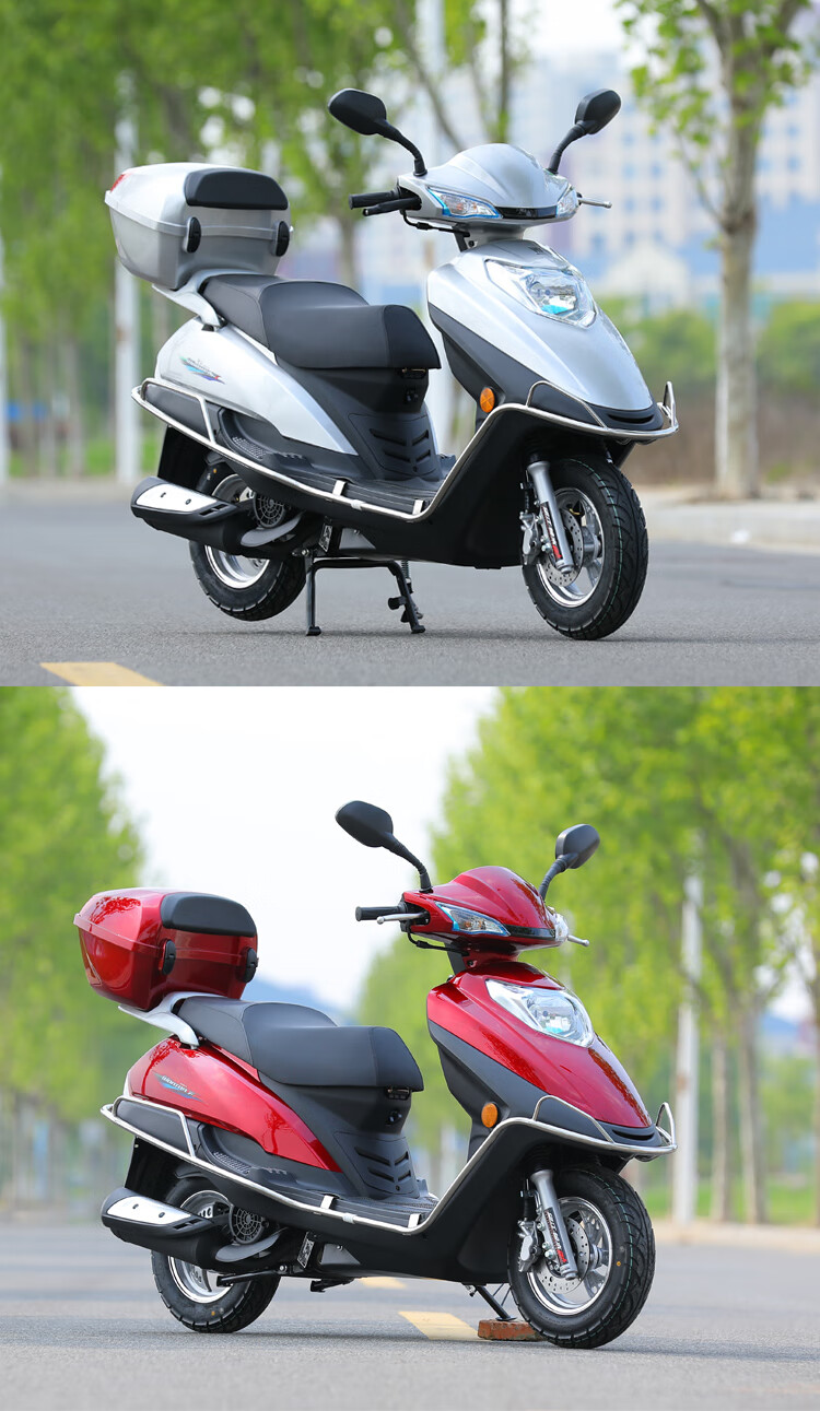 全新望江铃木摩托车125cc踏板燃油车国四电喷整车宇钻款式可上牌 红色