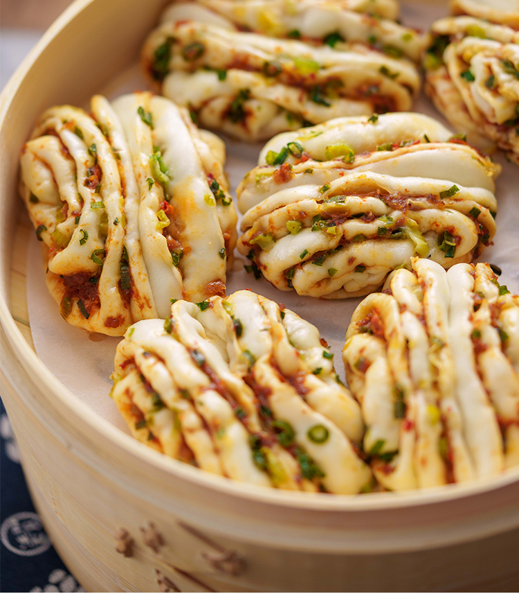 爱稞网红肉肉花卷米粒葱卷儿童早餐纯手工包子速冻食品速食冷冻 香葱