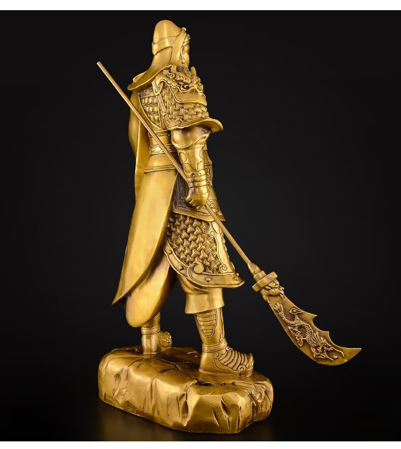 domir 纯铜托元宝关公摆件武财神供奉大号关公刀关羽关二爷佛像客厅