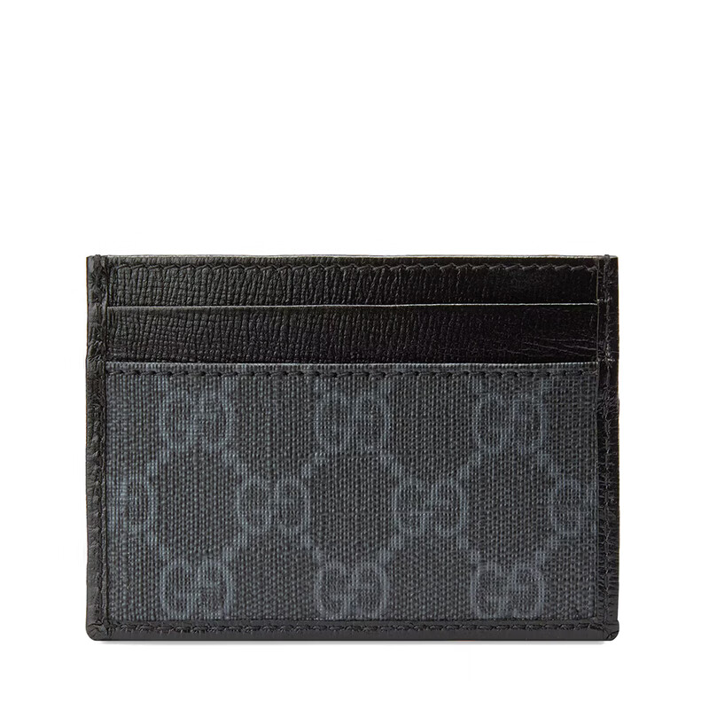 【包税】gucci/古驰 21新款 男士黑色老花帆布皮革饰边卡片夹67300292