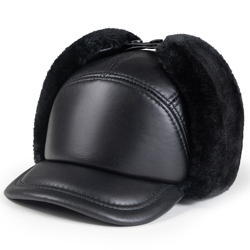 禾佳成中年东北老人冬天户外戴的冬季中老年人皮帽子男士头层牛皮帽