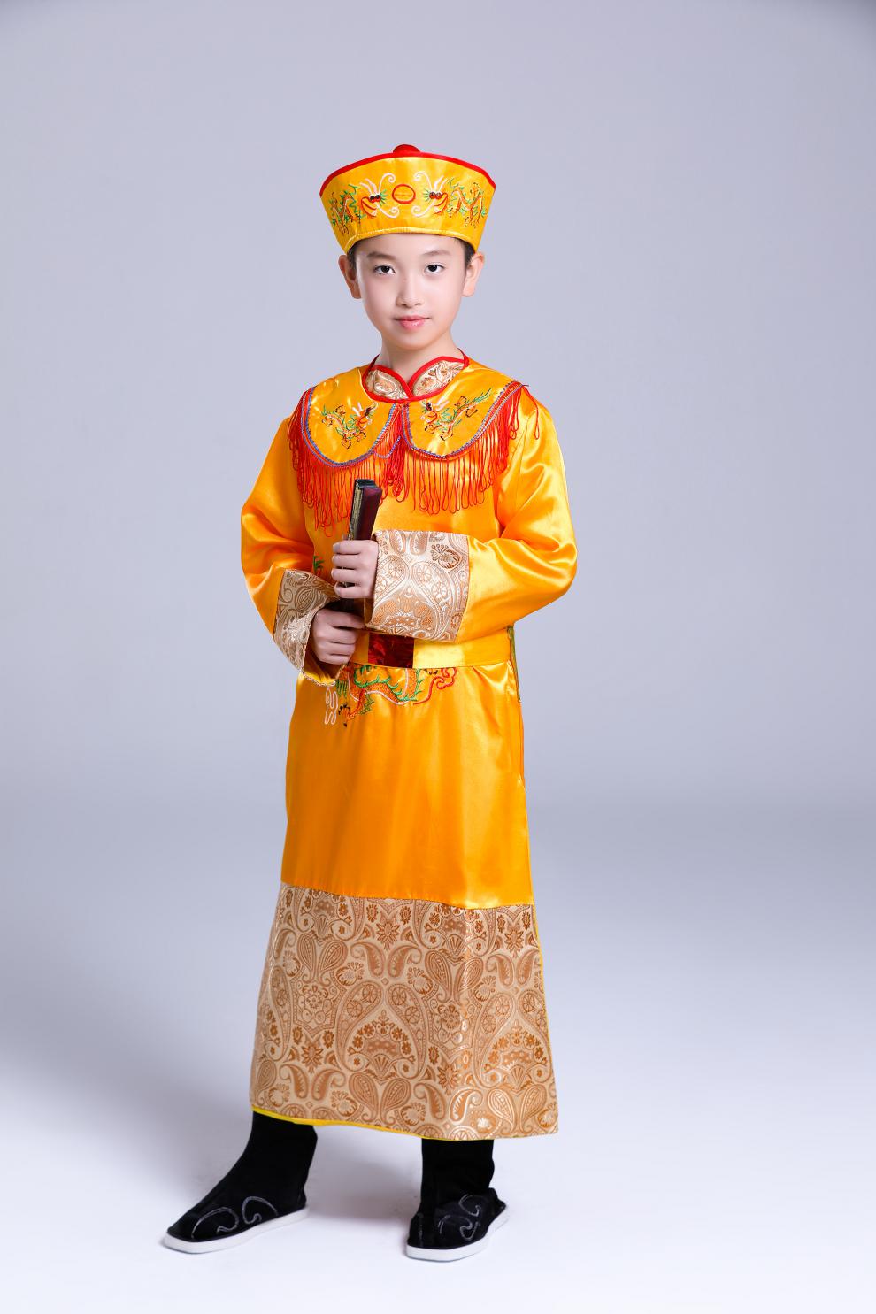 皇上衣服儿童皇帝龙袍演出服古装秦汉服唐秦始皇幼儿玉