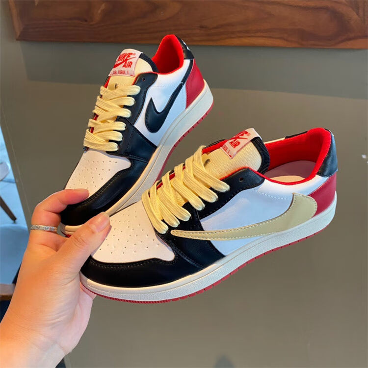 【精选好物】aj闪电倒钩女鞋ins潮2022春秋新款眞皮白红勾勾鞋女平底