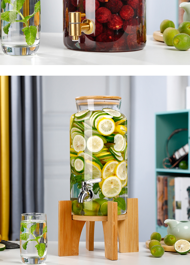 大容量玻璃青梅杨梅泡酒瓶带龙头柠檬饮料桶果汁罐可乐桶器皿容器4斤
