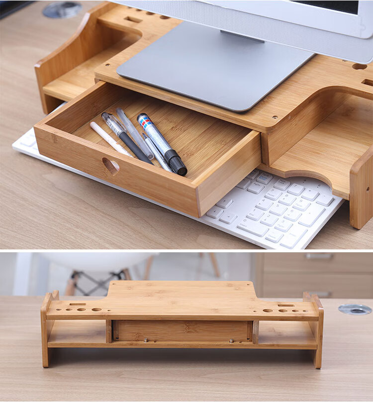 电脑垫高架台式电脑显示器架加高支架实木办公桌屏幕垫高架托架置物架