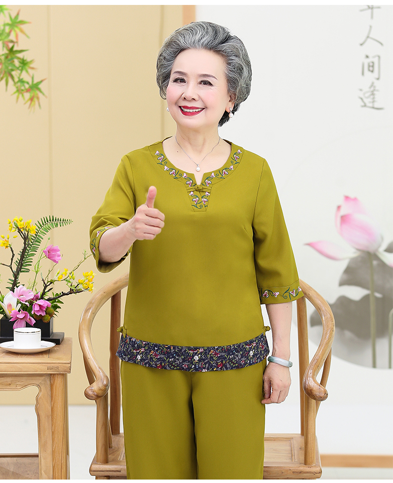 服装女装大码中老年人宽松加肥加大裤子中老年夏装女60岁70老人母亲节