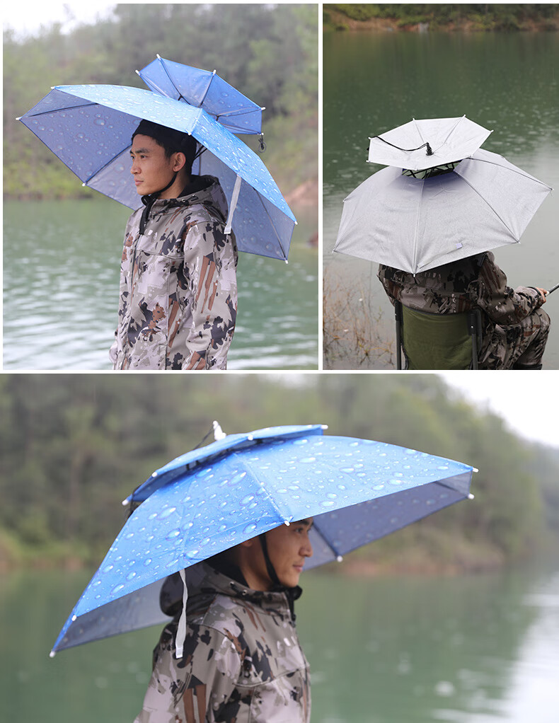 新品百客伞帽头戴伞防晒雨伞钓鱼伞遮阳采茶伞头戴式折叠遮雨雨帽钓鱼