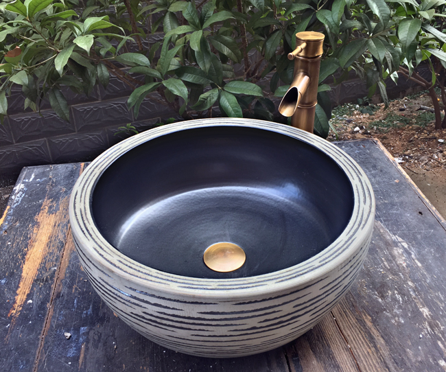 卫生间洗漱面池艺术洗手盆台上盆仿古洗脸盆家用陶瓷圆形单盆中式